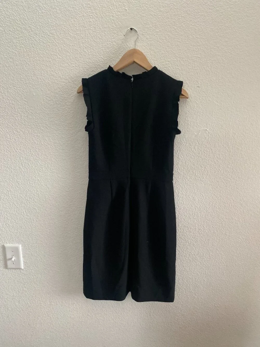 J.Crew Ruffle-Trim Sheath Dress Size 2 Black BP646 Formal Business Wedding